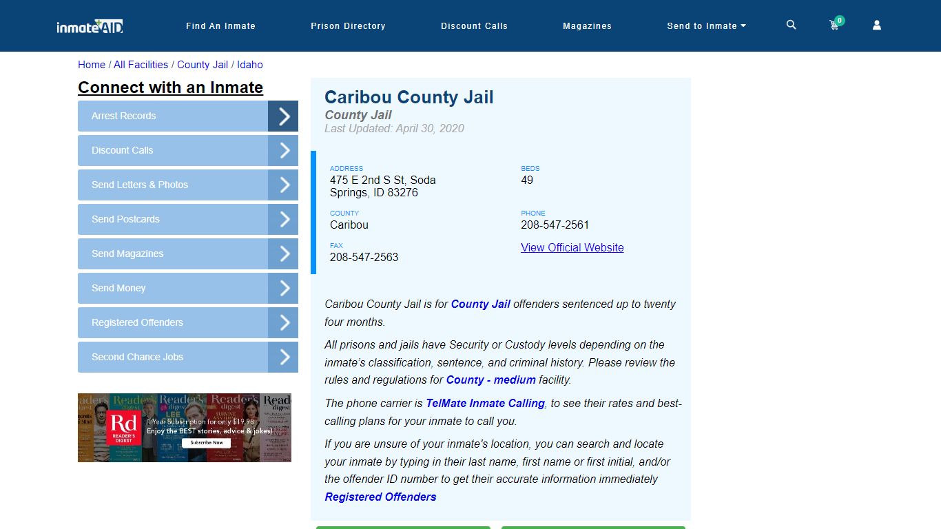 Caribou County Jail - Inmate Locator