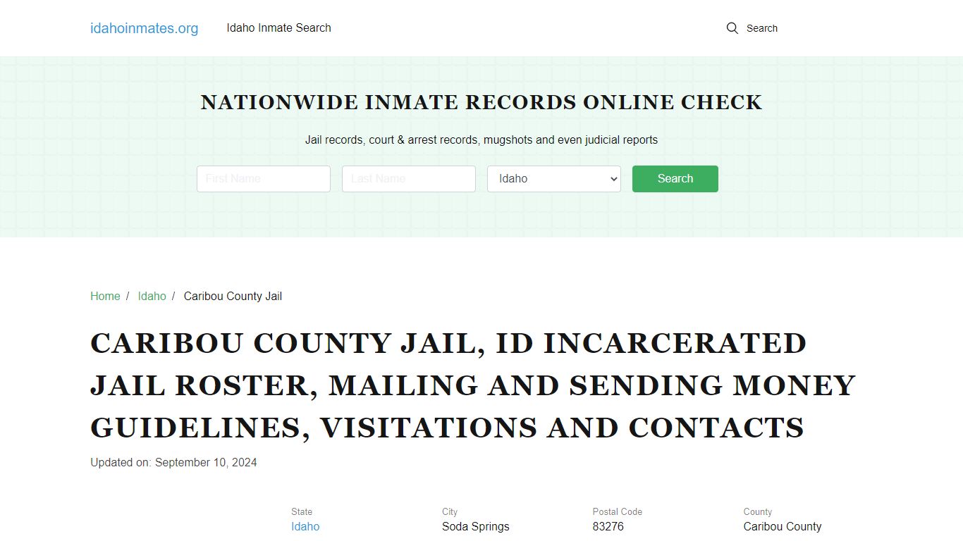 Caribou County Jail, ID: Inmate Lookup, Visitation & Contact Info