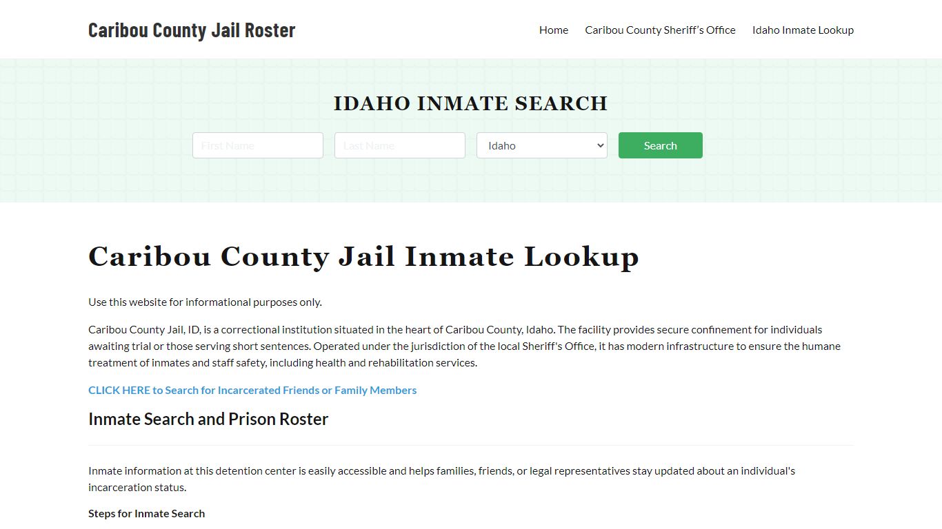 Caribou County Jail Roster Lookup, ID, Inmate Search