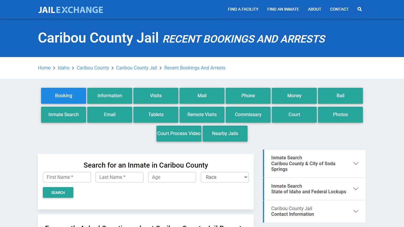 Caribou County Jail Recent Bookings And Arrests - Jail Exchange